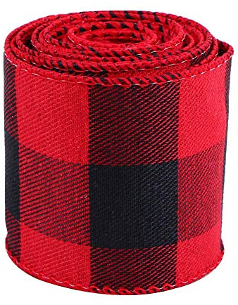 MoonyLI Weihnachten Wired Ribbon Plaid Sackleinen Christmas Wrapping Ribbon Bögen Ribbo Gingham Ribbon Wired Plaid Ribbon DIY 6 Yards