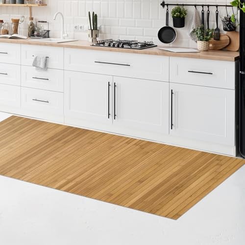 CosìCasa Tappeto Bamboo Cucina Antiscivolo – Passatoia Cucina Idrorepellente, Facile da Pulire | Tappeto Cucina Antiscivolo Lavabile al Metro – Tappeto Bambu (Beige, 50 x 230 cm)
