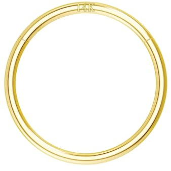 OUFER 16G 14K Solid Gold Hinged Clicker Segment Ring Lip Nose Hoop Helix Daith Tragus Septum Cartilage Earring