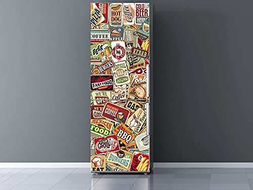 Oedim Pegatinas Vinilo para Frigorífico Matrículas Comida | 185x60cm | Adhesivo Resistente | Pegatina Adhesiva Decorativa de Diseño Elegante**