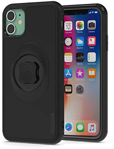 sincetop Stoßfeste Schutzhülle mit Schnellmontage-Adapter für iPhone 12 Mini (5,4 Zoll) – befestigen Sie Ihr Handy schnell an jeder Fahrradhalterung/KFZ-Handyhalterung/Armband/Gürtelclip, Schwarz