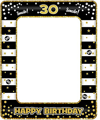 30th Birthday Photo Booth Props,Black Gold Inflatable Selfie Frame Picture Frame,Giant Inflatable Party Photo Booth Frame for 30th Birthday Party Decorations Supplies Men Women Favor Gift