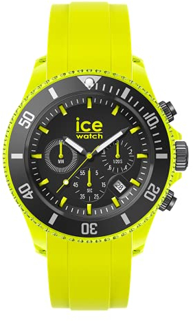 ICE-WATCH - Ice Chrono Neon Yellow - Montre Jaune pour Homme avec Bracelet en Silicone - Chrono - 019843 (Extra Large)