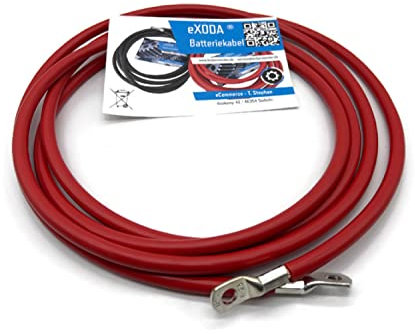eXODA cable de batería de 300cm 25 mm² cobre cable de alimentación con ojales M8