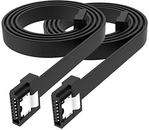 Akasa PROSLIM | Super Slim SATA Cable | 7-pin SATA 3 Cable | Up to 6 Gbps | For SATA SSD, HDD, CD Driver, CD Writer | 50cm | Black | 2 Pack | AK-CBSA05-BKT2