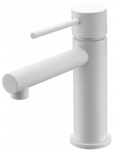 Grifo lavabo monomando blanco mate Milos Stick Imex BDYS045-1BL (BDYS045-1BL Grifo Lavabo + Valvula VCC007)