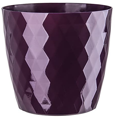 KORAD Cristal Indoor Flower Pot Covers without Drainage Holes | Round Plastic Plant Pots Container for All Houseplants | 9 Modern Colours & 7 Sizes- (Purple, 20 cm - 7.8 inches)