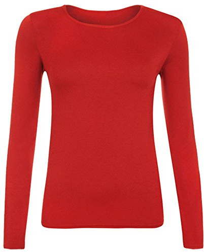 Candid Styles Childrens Kids Unisex Boys Girls Long Sleeve Plain T-Shirt Top Tee School PE (7-8 Years, Red)