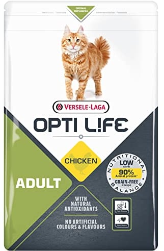 VERSELE LAGA - Trockenfutter Katzen Opti Life Adult - Futter für Erwachsene Katzen - Ohne Getreide - Mit Huhn - 2,5kg