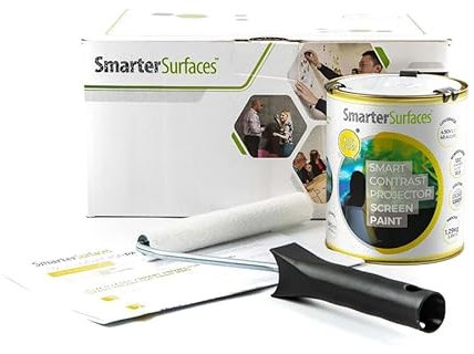 Smarter Surfaces Projector Screen Paint for Wall 4K, 8K (48ft²) - High Contrast Light Grey Projection Screen Paint | 4K Projector Paints With Gain Value 0.76 | Projector Wall Paints for Indoor Use