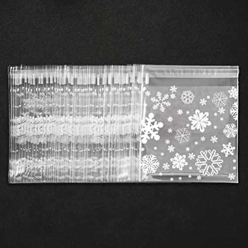 Cellophantüten Plätzchentüten Selbstklebend, 100 Stück Klein Plastiktüten Weihnachtstüten zum Befüllen Transparent, Weihnachten Halloween Bodenbeutel Süßigkeiten Tüten Bonbon Kekse Gebäck Tütchen