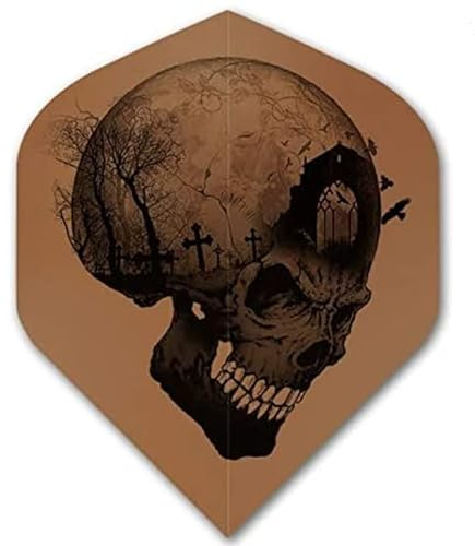 US Darts Alchemy Kupfer-Friedhof-Totenkopf-Standard-Dart-Flights, 3 Sets (9 Flights) – Ex-Tough