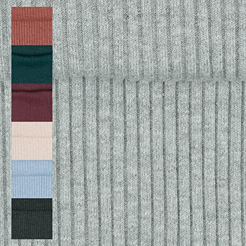 Heavy RIB Bündchenstoff als Meterware schweres Rippbündchen Schlauchware 13 Farben Auswahl Jersey Nähen (041 I Hellgrau Meliert)