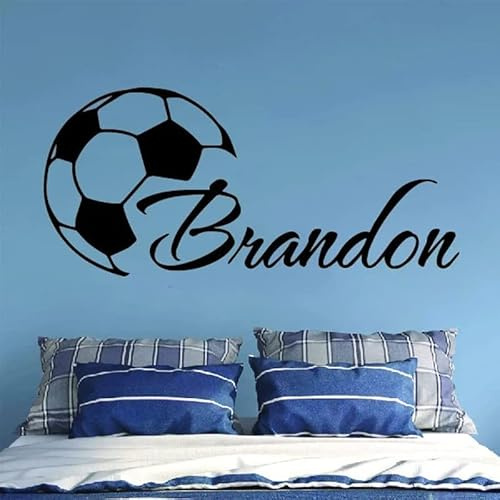 Murales De Fútbol Con Nombres, Pegatinas De Vinilo Personalizadas Con Nombres, Murales Deportivos Para Habitaciones De Niños (92x42cm)