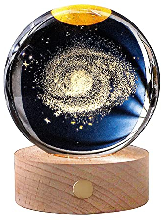 Uposao Leuchtende Kristallkugel mit Ständer,80mm Glaskugel USB Aufladung Nachtlicht Lampe Geburtstag Weihnachts Geschenk für Kinderzimmer Jungen Mädchen Home Office Decor Ornament,Milchstraße