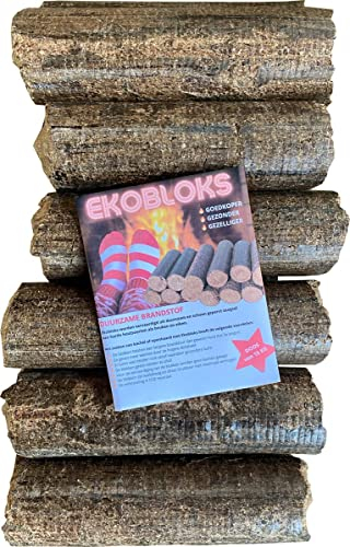 Ekobloks Hartholz Briketts 10 KG - Kaminofen - Kaminofen - Herdblöcke - Hohe Effizienz - Extra lange Brenndauer - Langlebig - CO2 neutral - Mehr Wärme - Gesündere Luft - Weniger Abfall - billiger
