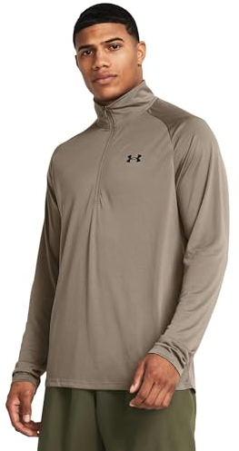 Under Armour Men's Tech 2.0 1/2 Zip-up Long Sleeve T-Shirt Sweatshirt, (200) Taupe Dusk / / Black, XL