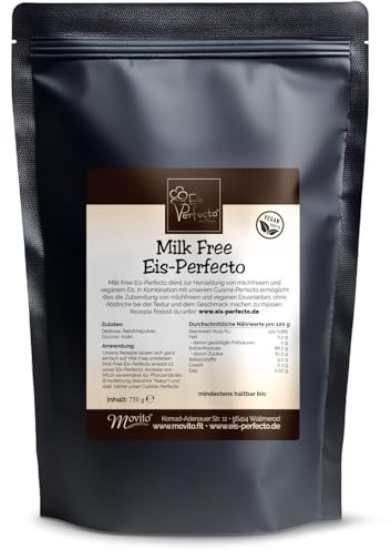 Eispulver für Eismaschine & Ninja Creami – Milchfreie Eisbasis für veganes Eis │ Ohne Laktose & tierische Zutaten │ Wird nicht steinhart │ 750 g für 8 L Eis │ Milk Free Eispulver von Eis Perfecto