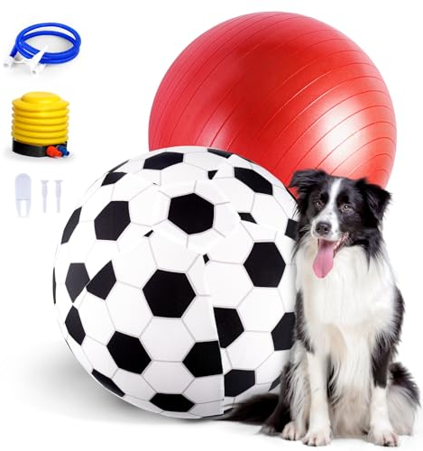 Juome Herding Ball für Hunde, Pferdeball mit Abdeckung, 50,8 cm große Hundehüttenbälle mit Handpumpe, Pferde-Hundespielzeug zum Spielen, Hürdenball/Hörball