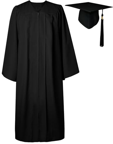 GraduatePro Abschluss Talar mit Hut Schwarz Absolventen Robe Bachelor Uni Master Kostüm Geschenke Absolventen Akademischer Herren Damen 39=3XS