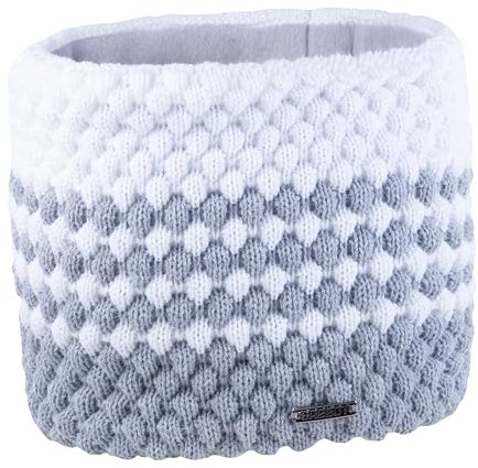 SABBOT Damen loop schal, Warme Winter Scarf Mit Fleece-Futter, Gestrickter Schal (Weiß/Grau)