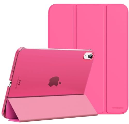 MoKo for iPad (A16) 11th Generation Case 11 Inch 2025, iPad 10th Generation Case 10.9 Inch 2022, Slim Stand Hard PC Translucent Back Shell Smart Cover, Support Touch ID, Auto Wake/Sleep, Persian Pink