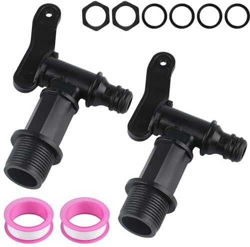 2 Pz Rubinetto per Serbatoio di Plastica, 3/4 BSP Rubinetti per Serbatoio d'Acqua, Rubinetto di Plastica per Secchio Della Pioggia, Rubinetto Serbatoio Acqua Pioggia per Giardino Industria Casa
