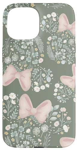 iPhone 15 Disney Minnie Mouse Icon Spring Flowers Sage Green Case