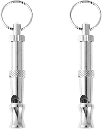 GANDUNQIHaustier Metall Hundepfeife, Ultraschall einstellbare Trainingspfeife, Haustier Hund Flöte Hundetraining Pfeife, große Hund Welpen Training Zubehör (2 Stück)