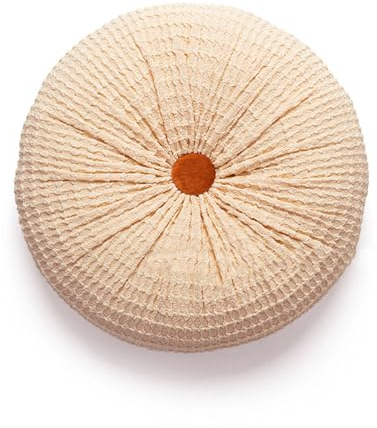 Herfair Rund Kissen Kürbiskissen Füllkissen Bodenkissen Wurfkissen Kopfkissen, Rund Stuhlkissen Weiche Sofakissen Boho Deko für Sofa Bett Wohnzimmer Deko 40cm (Beige)