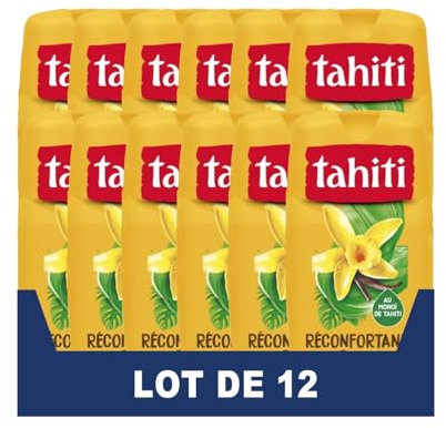 TAHITI - Gel Douche Tahiti Réconfortant à la Vanille - Formule à Base d'Ingrédients d'Origine Naturelle - Lot de 12 x 250 ml
