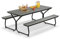GOPLUS Picknicktisch Set, Campingtisch Biertisch für 6-8 Personen, Biertischgarnitur Outdoor inkl. 2 Bänke & 183cm lang Gartentisch mit Schirmloch, Bierzeltgarnitur für Picknick Party (Grau)