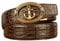 xichuangyuXCY Men's Leather Ratchet Belt Retro Dragon Pattern Eagle Tiger Buckle Carved Casual Business Belt 49 (Brown Crocodile pattern Anchor)
