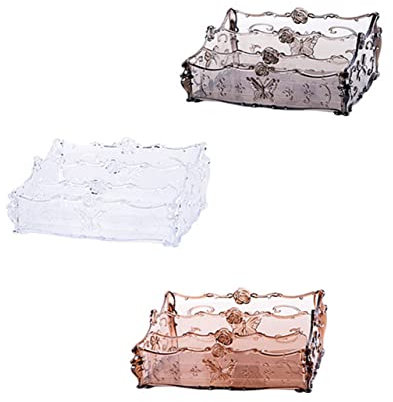 LABRIMP Europe Style Desktop Box Elegant Cosmetics Organizer Jewelry Container for Home Bedroom Bathroom Multi-compartment Storage Transparent Black