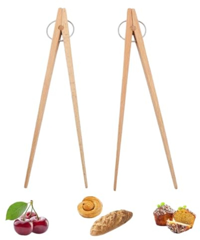 Pinze per tostapane 2 pezzi, pinze per tostapane in legno Pinze per tostapane in legno lunghe Utensili da cucina in legno per servire il pane Muffin sottaceti