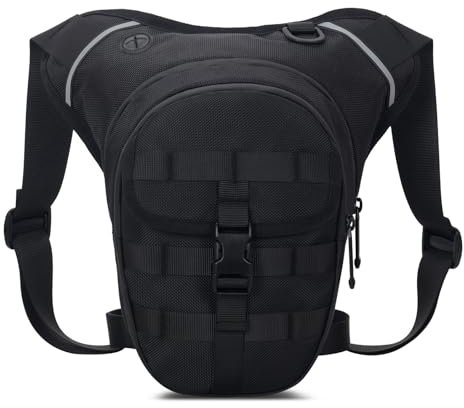 Motorrad-Beintasche für Männer und Frauen, wasserdichte Sport-Beintasche mit verstellbarem Beingurt, multifunktionale Bauchtasche für Laufen, Radfahren, Motorrad, Sport und Arbeit, schwarz, lässig