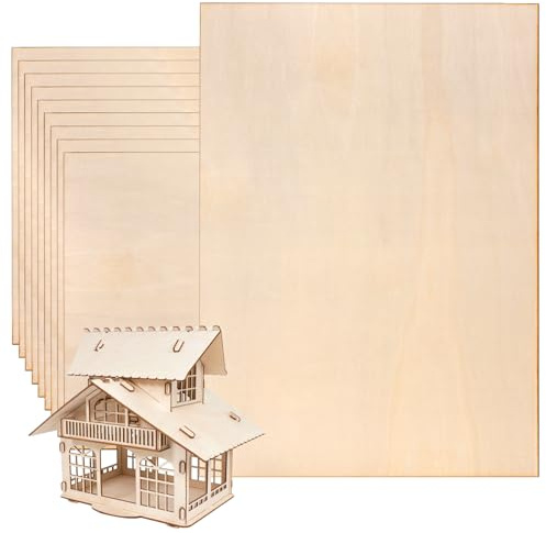 JIEHIN 10 placas de madera contrachapada, 420 x 300 x 2 mm, placas de madera contrachapada de tilo, placas de madera de balsa natural, para manualidades, modelo, artesanía, pintura