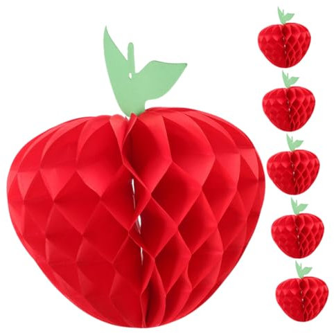 PRETYZOOM 6St hochzeitsdeko cutermesserser gebutagsdeko wandverkleidung Wanddekoration Party-Wabe Apfelwabengirlande Bienenwabe groß basteln Obst Wabenverzierung Gartenapfelwabe Papier rot