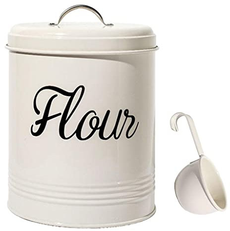 Feriuzymix Rustikale Metall-Aufbewahrungsdose für Lebensmittel, Mehl, 5 l, mit Deckel