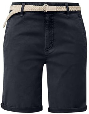 s.Oliver Damen Shorts mit Gürtel – Mid Rise, Straight Fit, Baumwollstretch