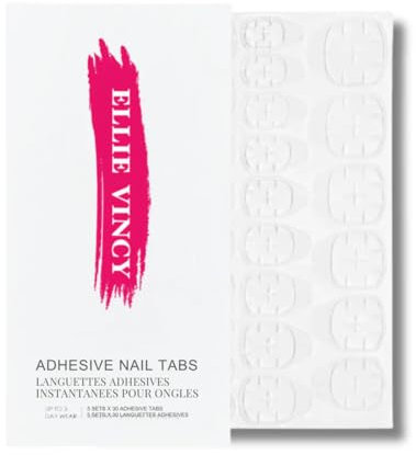 Ellie Vincy Adhesive Nail Tabs for Press-On Nails | Waterproof & Strong Hold | Clear, Long-Lasting & Damage-Free Alternative to Nail Glue,5 Sets