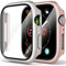 2 Pack Hard Case with Tempered Glass Screen Protector for Apple Watch Series 3 Series 2 38mm,Ultra-Thin Overall PC iWatch 38mm Protective Cover(Rose Gold/Starlight,38mm for Series 3/2/1)