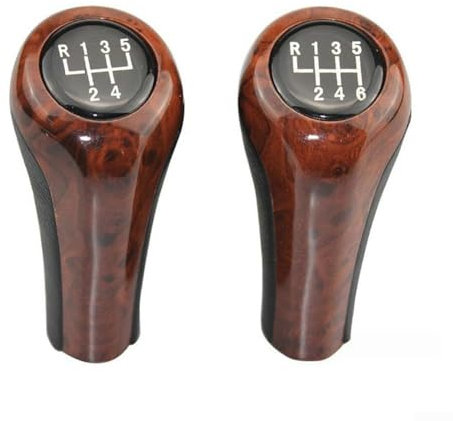 Manillefu 56 Gang Schaltknauf mit Holzmaserung Leder für BMW E30 E36 E46 E39 E34 Z3 E53 Modelle (6 Gänge)