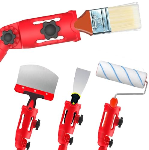 LSGZJZY Multi-Angle Paint Brush Holder for Extension Pole,Attachment Holder for Roller, Scraper,for High Ceiling Walls Corners Christmas Gift (Red)
