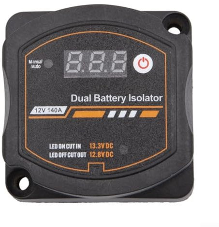 Dual Battery Isolator Kit, Split Charge Relay 12V 140A Voltage Display Auto Manual Mode Voltage Sensitive Battery Isolator With LED Screen Voltage Display