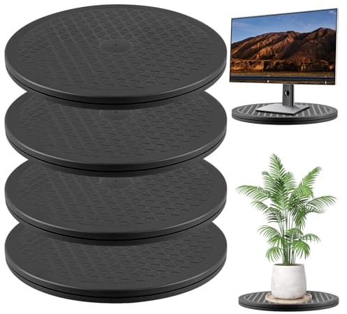 SYUTBOU 4 Stück 25cm Schwarz Universal Drehteller, Drehscheibe Kunststoff, 360 Grad Drehplattform für Möbel, Dekoration