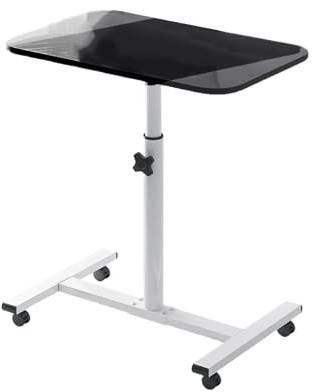 Mobile Laptop Computer Desk Cart Mobile Rolling Laptop Cart 360 Degree Rotating Desktop for Home Office (Black)