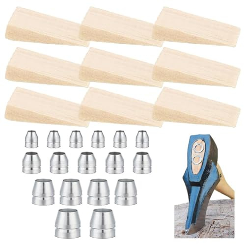 PH PandaHall 28pcs Safety Round Handle Wedges Wood & Stainless Steel Handle Wedges Hammer Handles Wedge Kit for Axe Hammer Sledge Handle Replacement Woodworking Hatchet Repair Framing