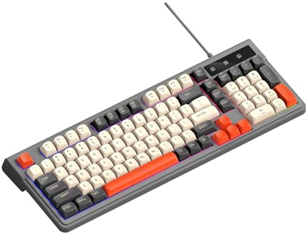 Cuifati Teclado Mecánico para Jugar con Retroiluminación RGB, 98 Teclas, 19 Teclas Antifantasma y Efectos de Luz de Colores Variados para Gaming y Oficina (Grey)