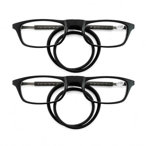 2 Stück Leichte Lesebrille mit Magnetverschluss Nackenband für Damen Herren